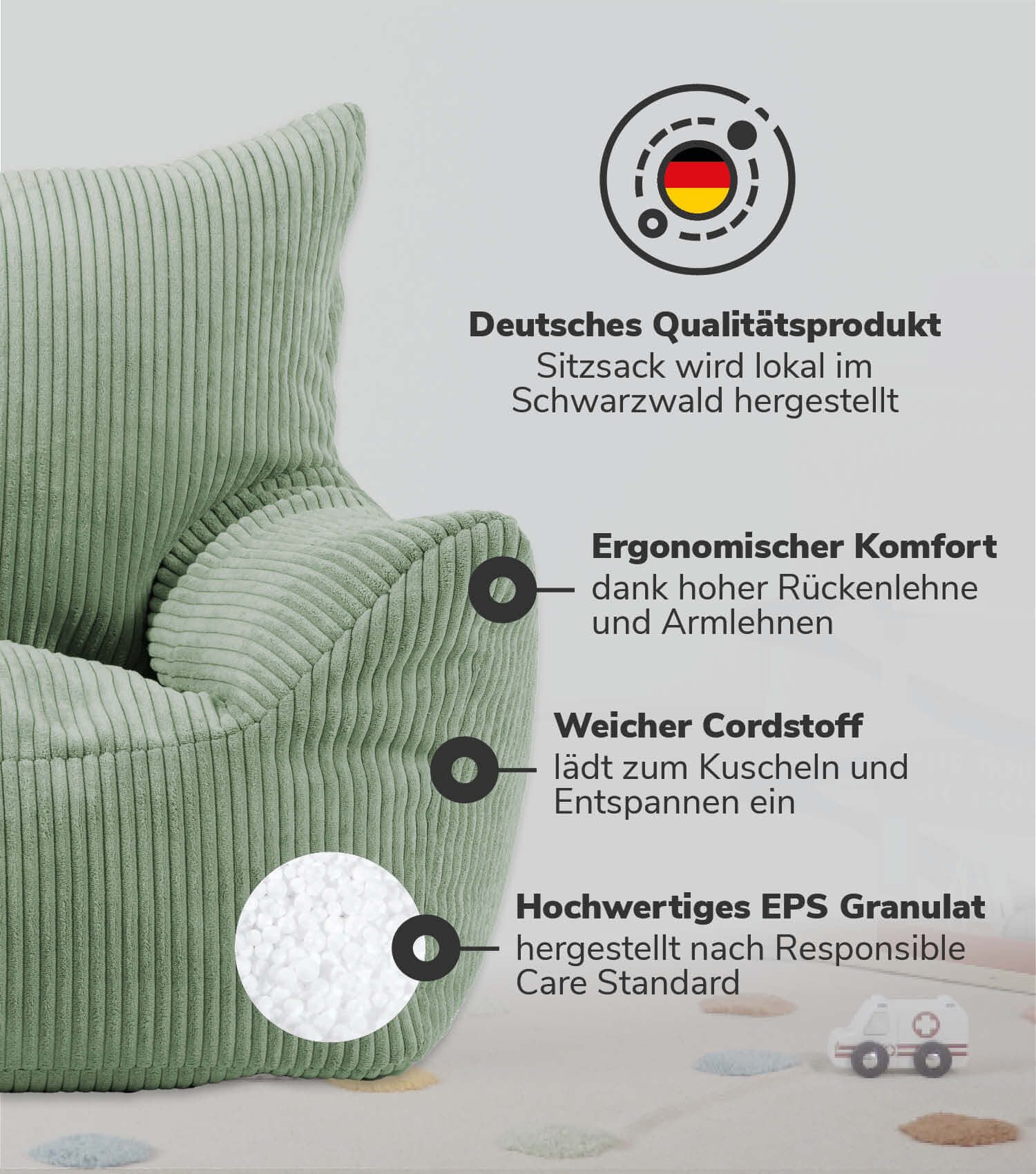 mokebo Kindersessel Der Pausenheld (Grün), Kinder günstig online kaufen
