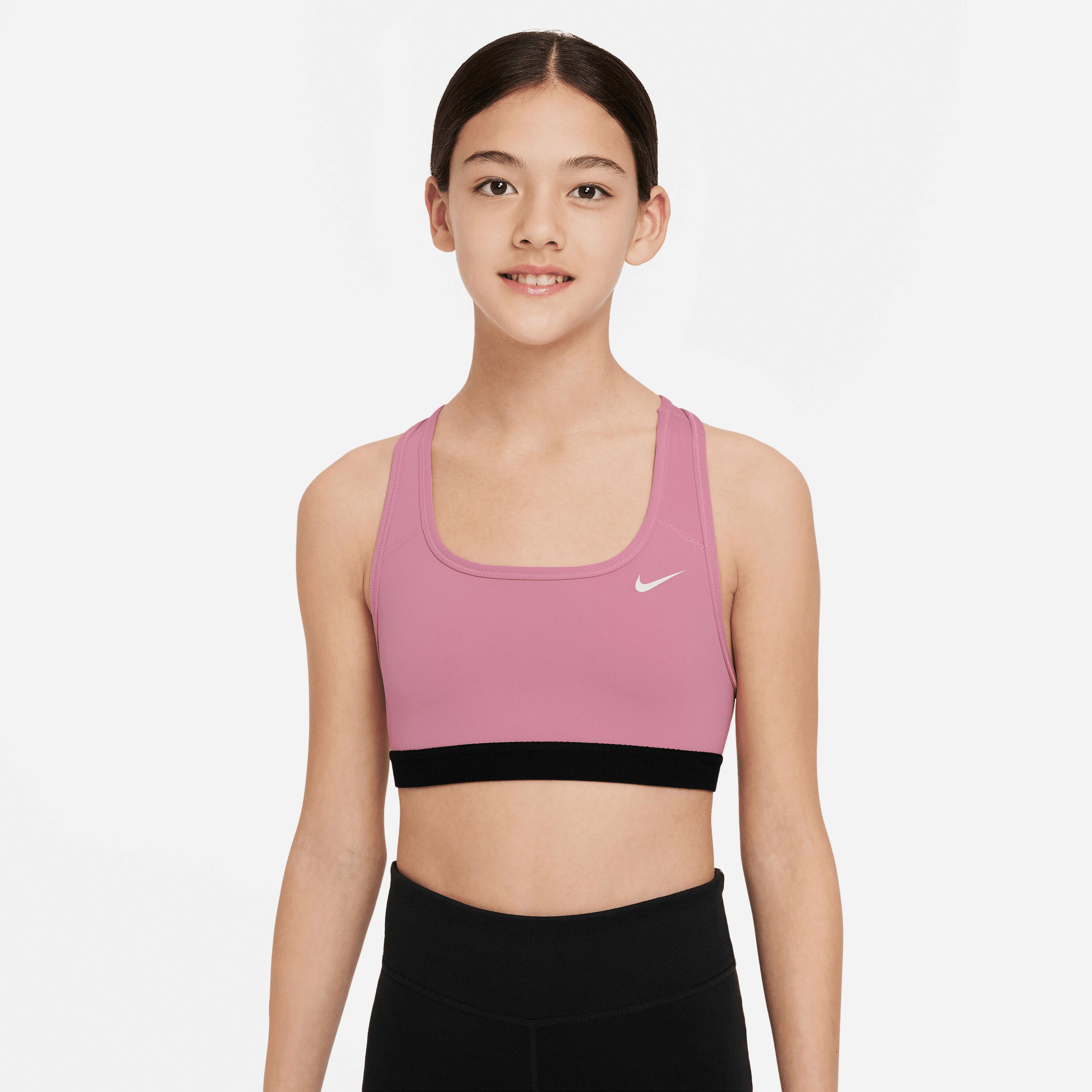 Sport-BH Big ELEMENTAL Kids' PINK/WHITE Swoosh Sports (Girls) Nike Bra