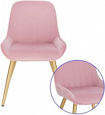 EUGAD Esszimmerstuhl (4 St), Stühle Retro Wohnzimmerstuhl Küchenstuhl, Sitzfläche aus Samt mit Metallbeine Rosa