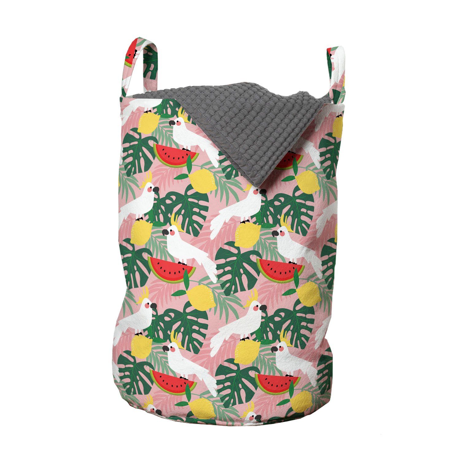 Abakuhaus Wäschesäckchen Wäschekorb mit Cockatoo Watermelon Parrot Waschsalons, Sommer für Griffen Kordelzugverschluss