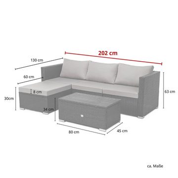 SVITA Loungeset QUEENS, (Set, 4-tlg., Garten-Lounge), verschiedene Stellmöglichkeiten, breite Armlehnen, inkl. Tisch
