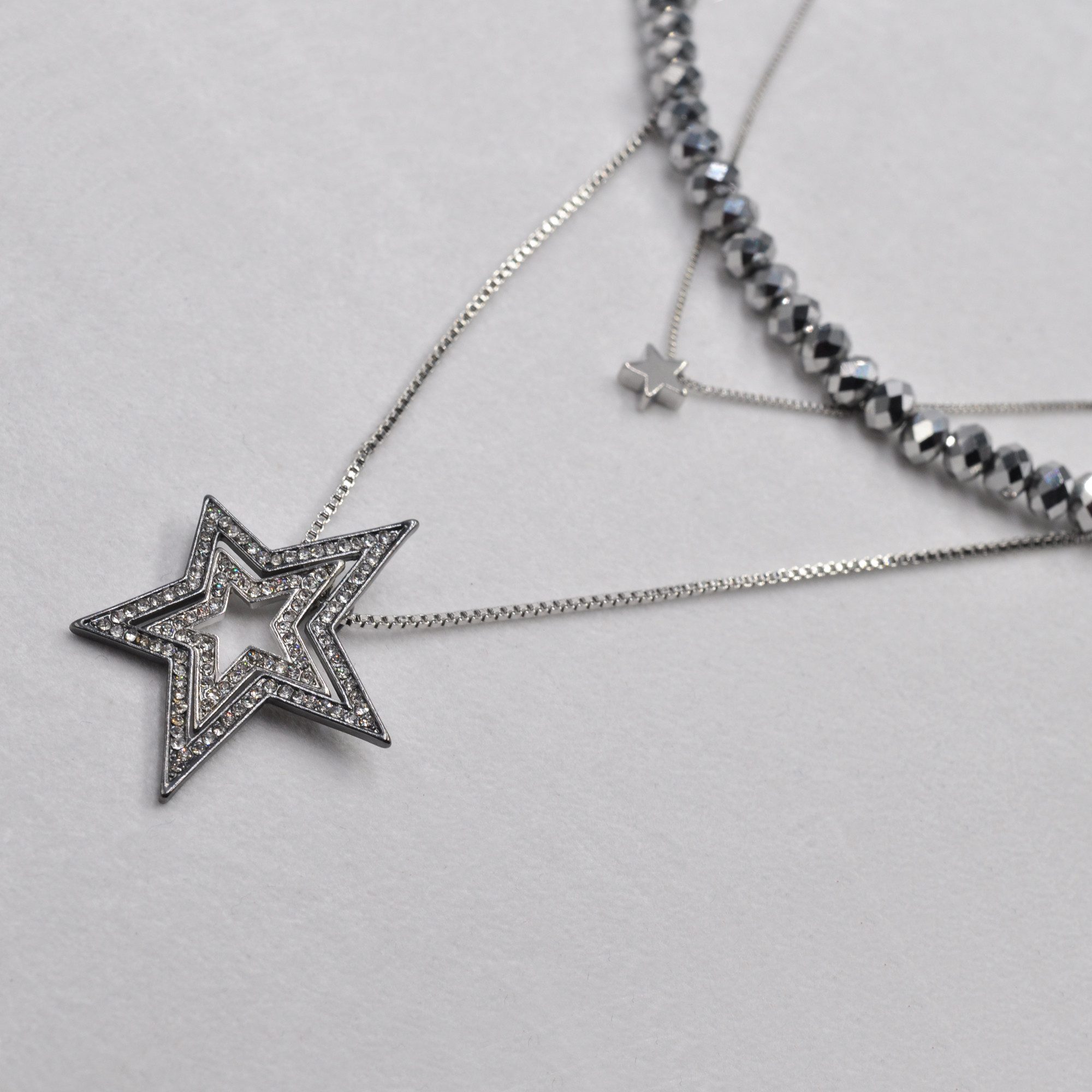 Steuer Kette mit Anhänger Set Collier mit Glasperlen zweireihige Venezianer mit Stern