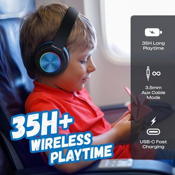 PowerLocus Sorgenfrei genießen Kinder-Kopfhörer (Vielseitige Kinderkopfhörer, Das strapazierfähige Design passt optimal zu mit flexible Anschlussmöglichkeiten, Ultimativer Komfort und Flexibilität mit,Falt-Design,Over-Ear-Komfort)
