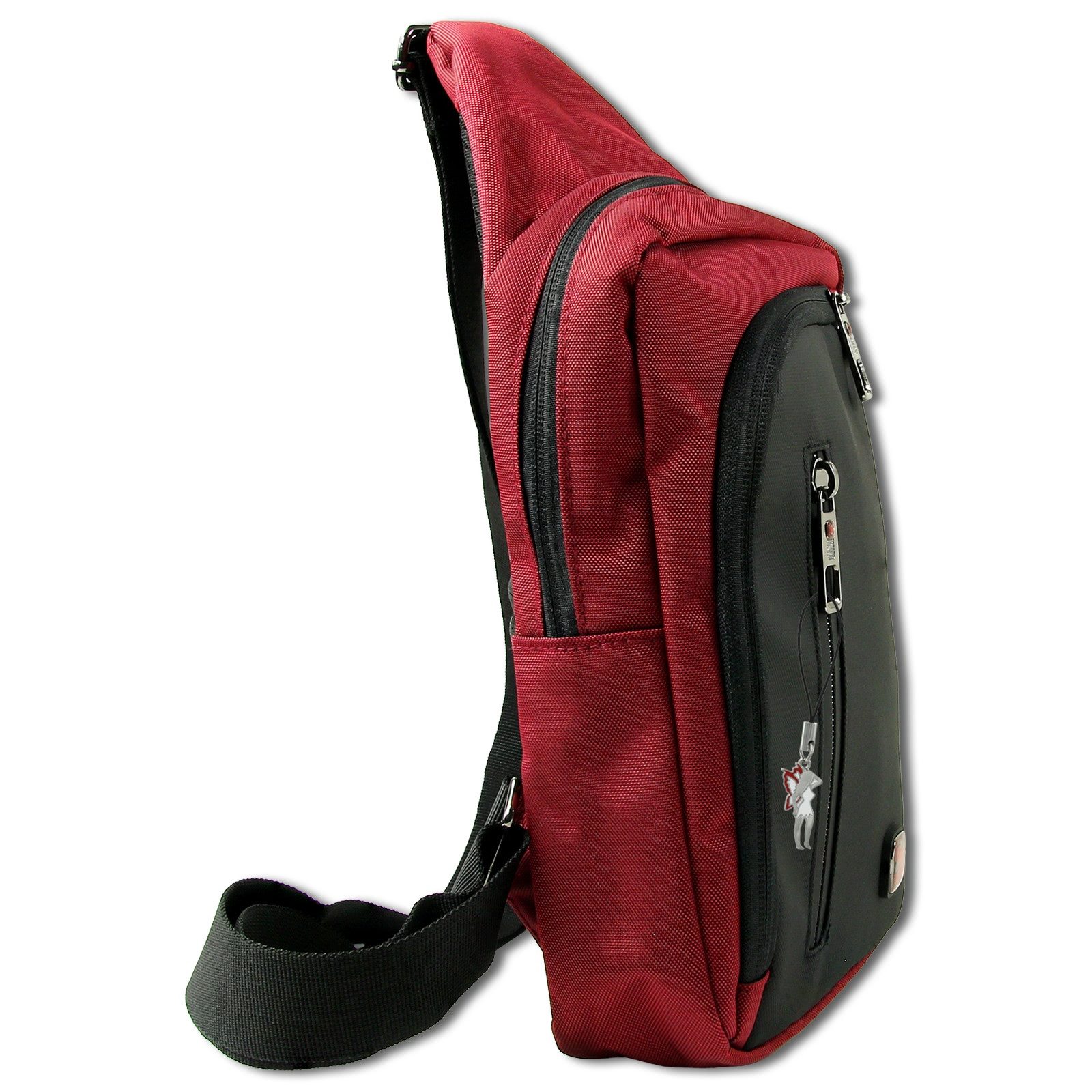 Travel N Meet Umhängetasche Travel N Meet Umhängetasche Sling Bag rot (Umhängetasche), Herren Umhängetasche Polyester, rot, schwarz ca. 27cm hoch