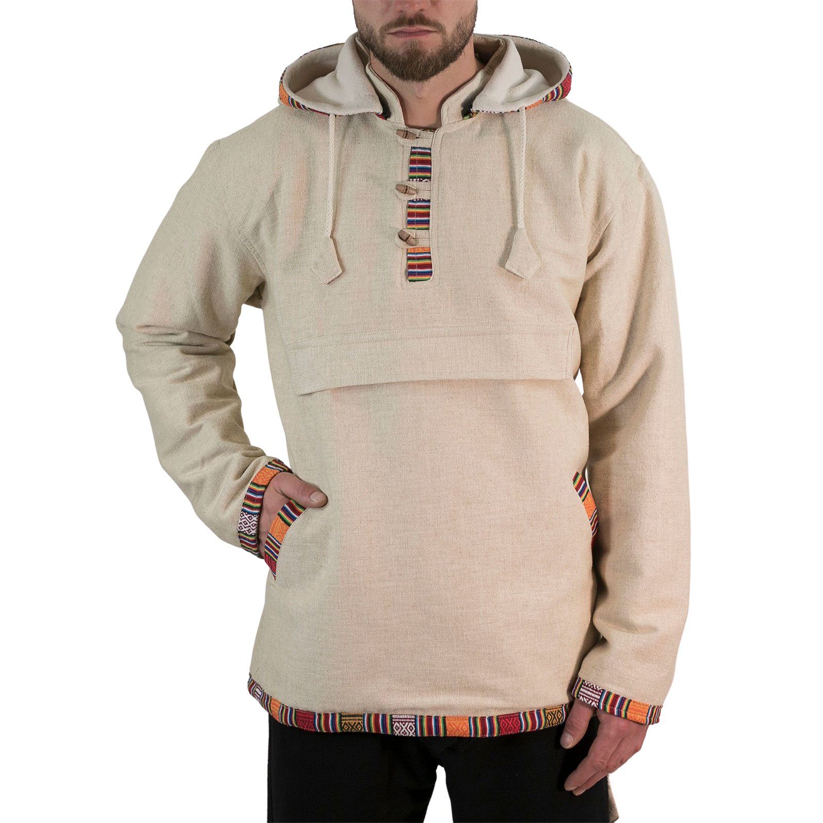 KUNST UND MAGIE Sweatponcho Baja Hoodie Kapuzenpullover mit Fleecefutter und abnehmbarer Kapuze