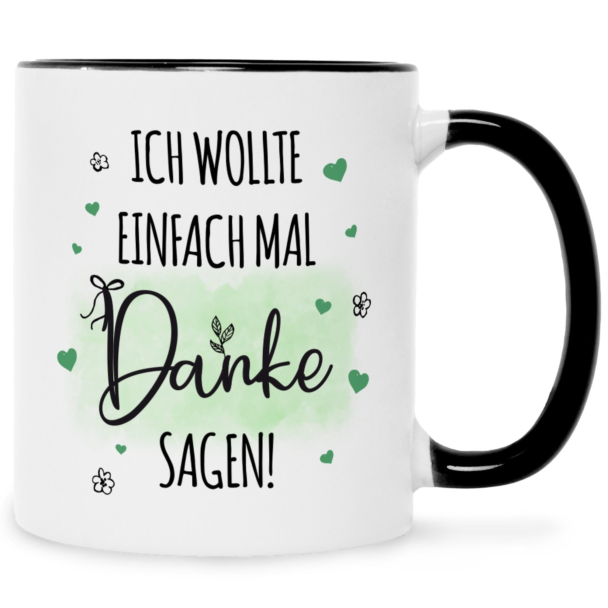 GRAVURZEILE Tasse mit Spruch - Wollte einfach mal danke sagen, Keramik, Farbe: Schwarz & Weiß