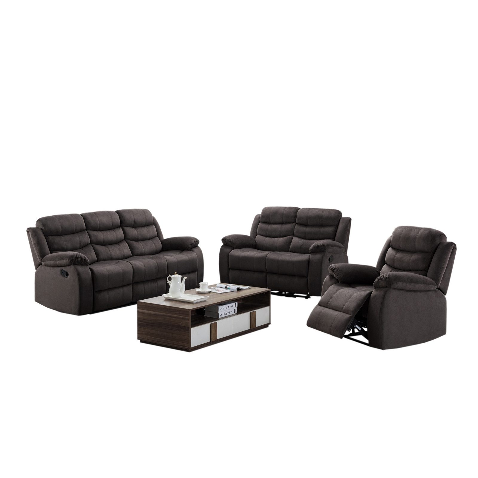HTI-Living Polstergarnitur 3 Sitzer 2 Sitzer Sessel Kirwall, (Set, 1x Sofa, 1x Zweisitzer, 1x Sessel), Couch Sessel mit Fußstütze