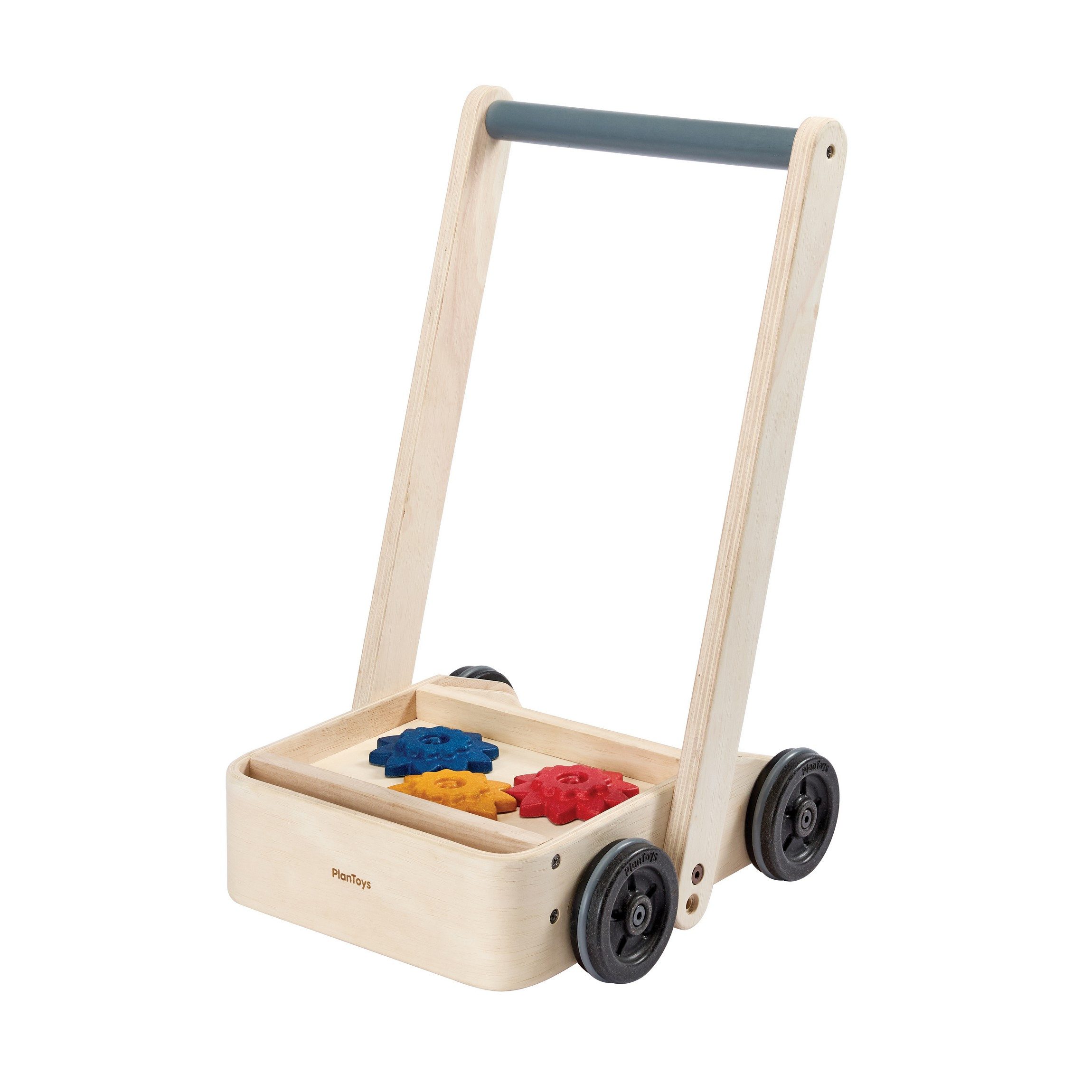 Plantoys Lauflernwagen PlanToys- Lauflernwagen Zahnräder 38x11,5x57 cm - 9m+, aus Holz