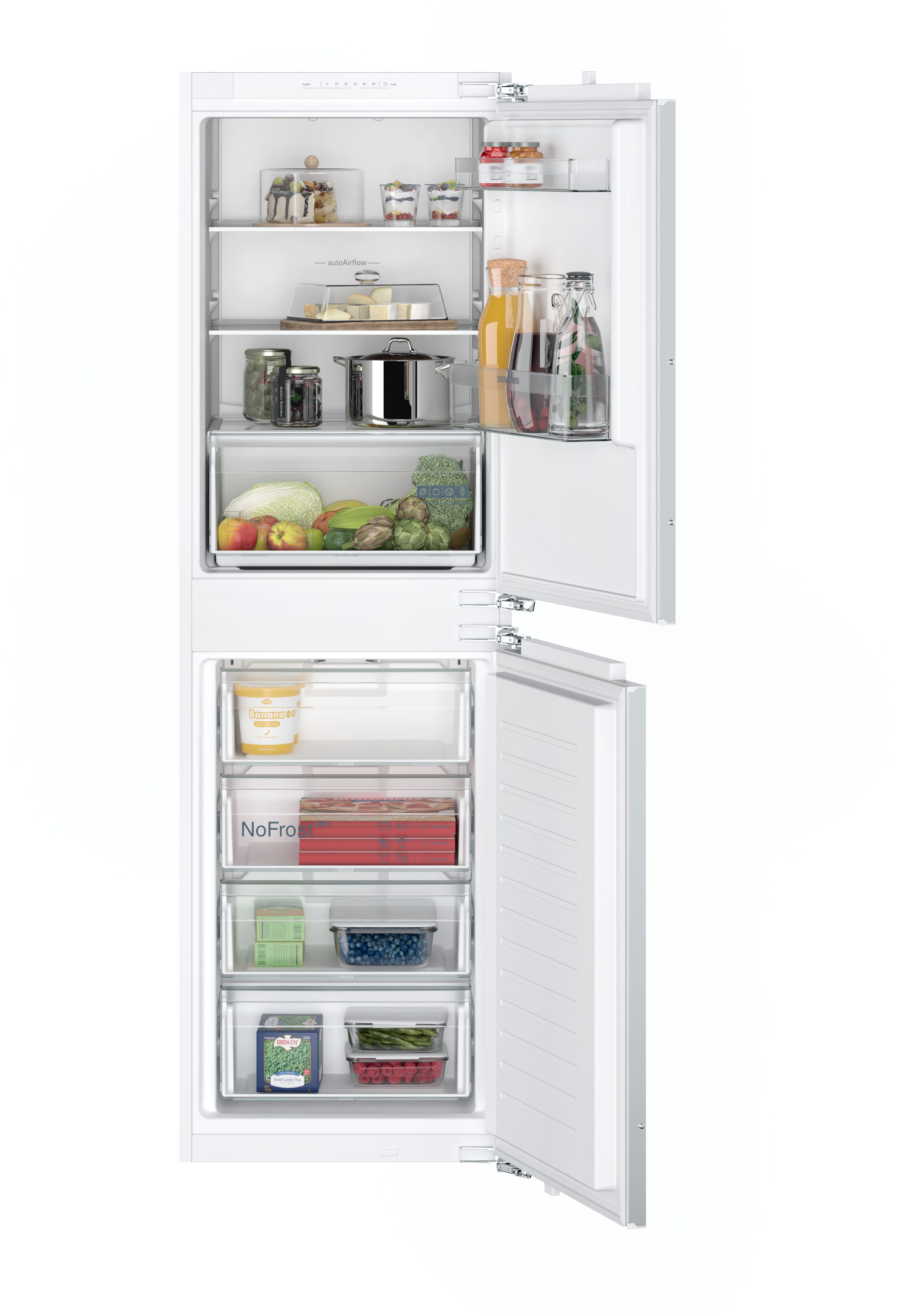 SIEMENS Einbaukühlgefrierkombination iQ100 KI85NNFE0, 177,2 cm hoch, 54,1 cm breit, HyperFresh: längere Frische für Obst und Gemüse