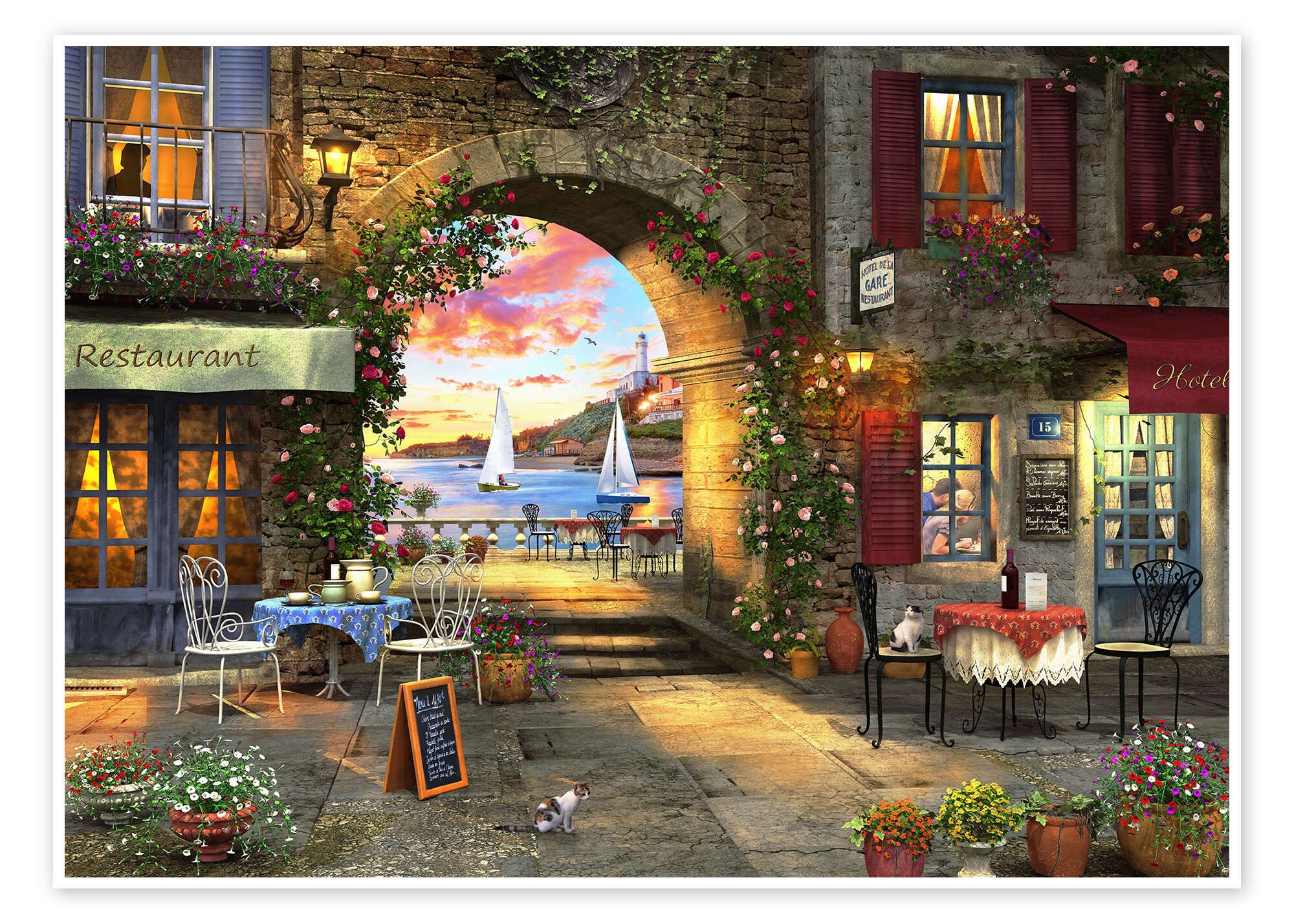 Posterlounge Wandbild Mediterraner Abend, Dominic Davison, erhältlich als Poster, Leinwandbild, Wandsticker oder Acrylglasbild