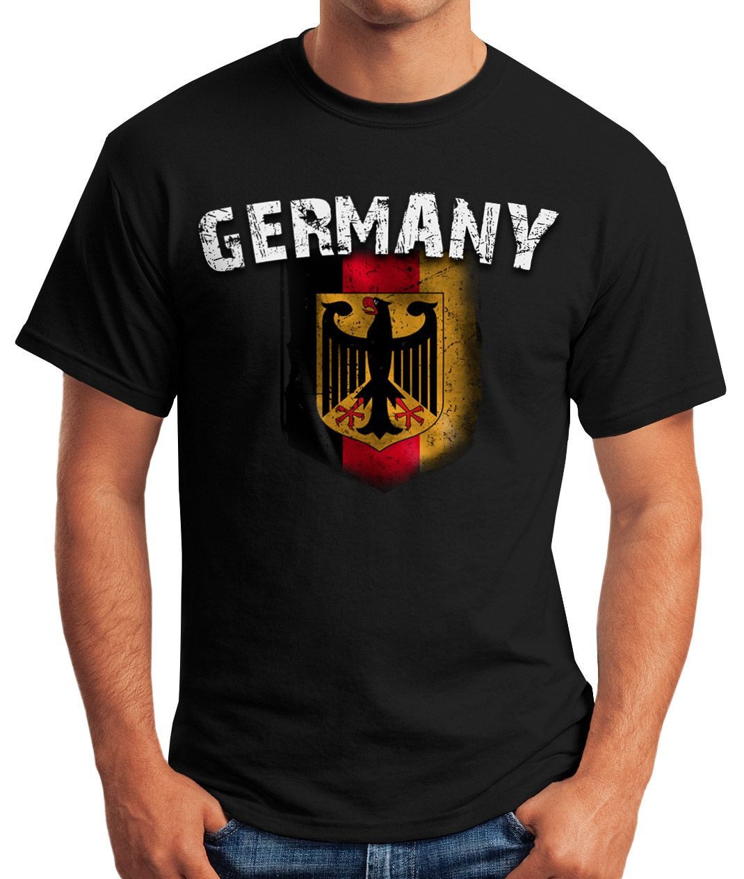 MoonWorks Print-Shirt Cooles Herren Fußball WM EM T-Shirt Deutschland Flaggen Design mit Print