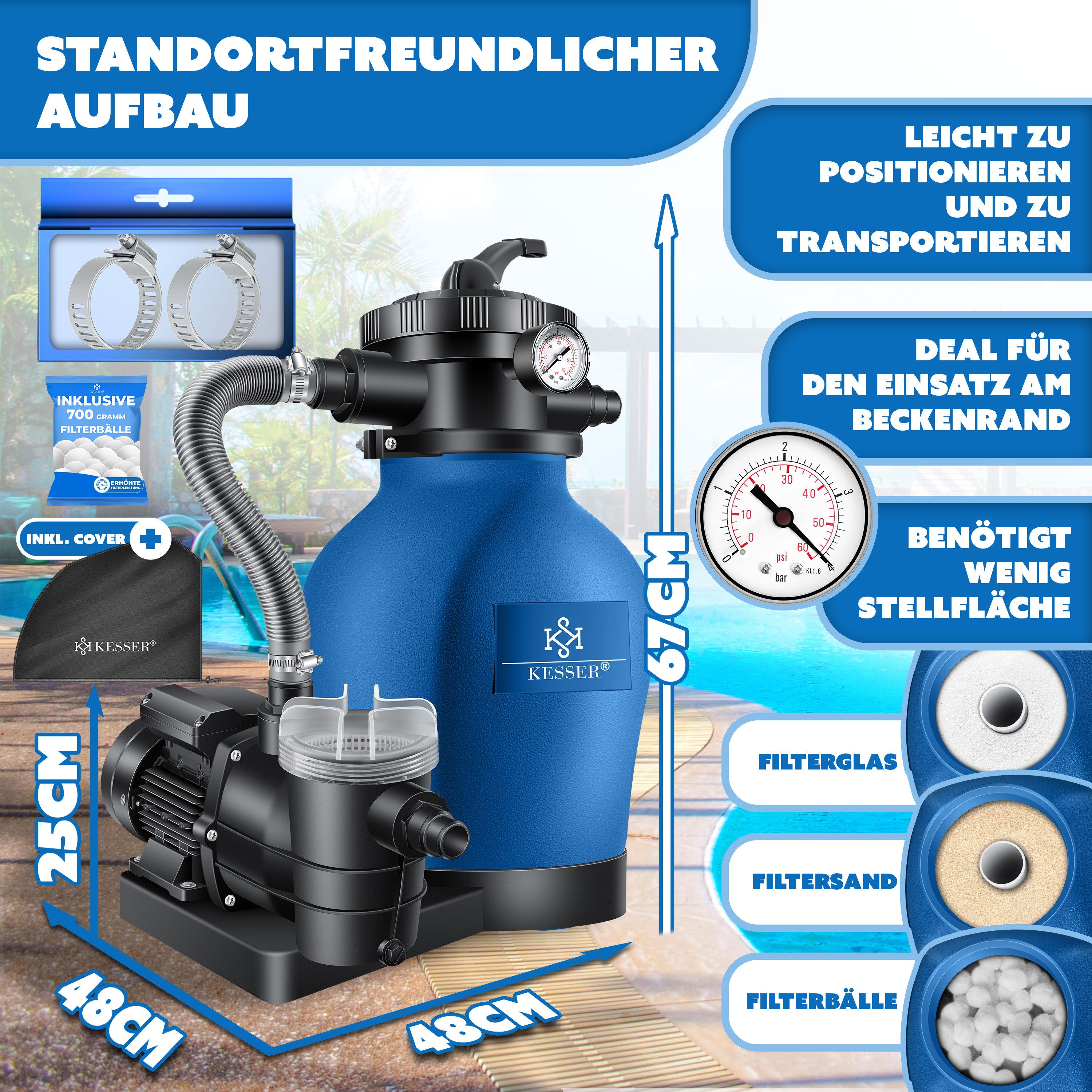 KESSER Sandfilteranlage 600W Sandfilter für Pools günstig online kaufen