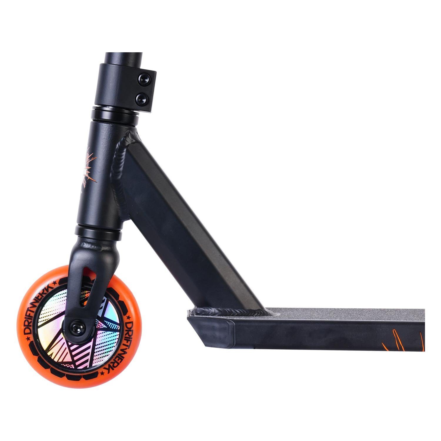 Stunt Driftwerk Kinderroller Stuntscooter Tretroller Scooter Schwarz/Orange Freestyle DS1.5