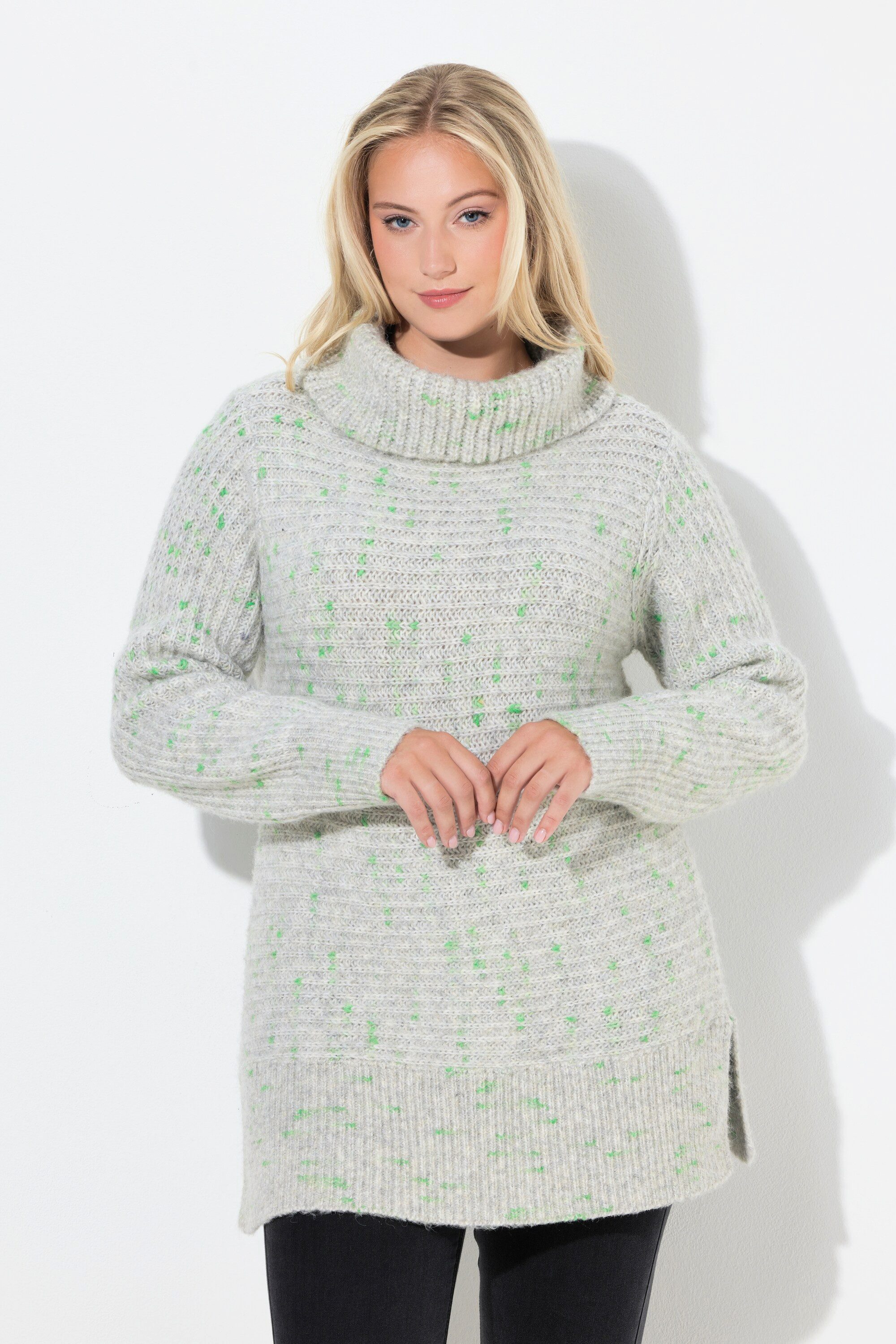 Ulla Popken Rollkragenpullover Pullover Spaceyarn-Effekt Rollkragen Langarm