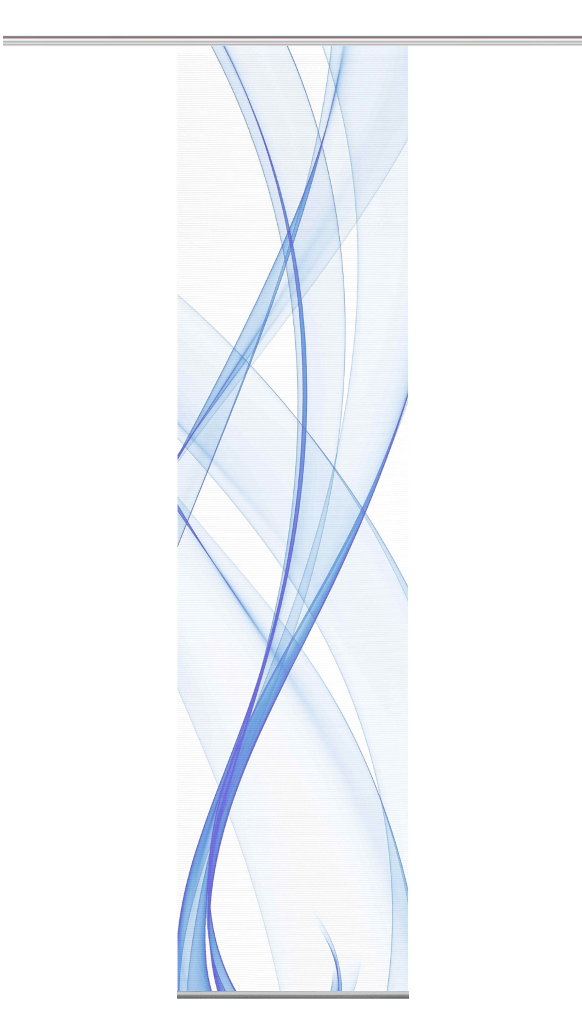 Vision S Schiebegardine Vision S Schiebevorhang Bambusoptik Digitaldruck Pacolia 260x60 cm Bl (1 St), Kunstfaser, 1x Schiebewand inkl. Paneelwagen und Klemmleiste Blau