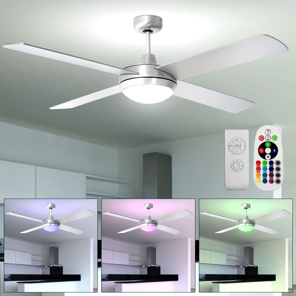 etc-shop Deckenventilator, Deckenventilator mit LED-RGB Licht Farbwechsler Fernbedienung 3 Stufen