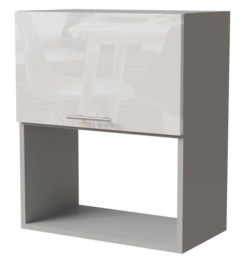 Feldmann-Wohnen Klapphängeschrank Essen (W2MK/60, 1 Klappe, 1 Gerätefach, 1-St., moderne Optik, lackierte Fronten) 60x32,5x72cm grau - weiß Hochglanz (ES-W2MK/60)