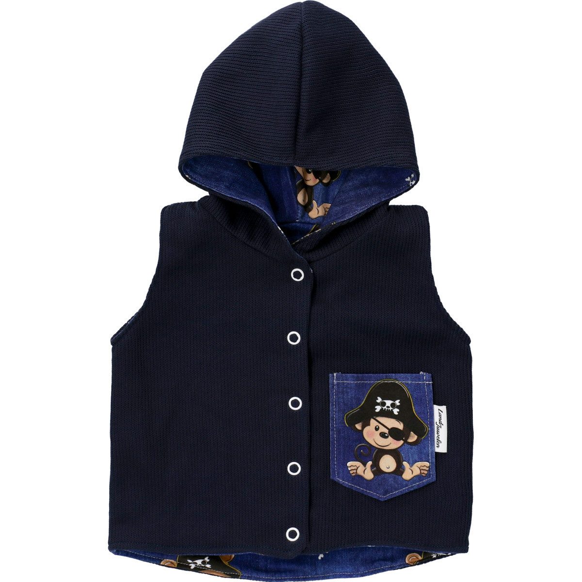 Land-Juwelen Fleeceweste Handmade Pirat Jungen Babyweste, Vest, ärmellos, Funktionsweste, Strickweste