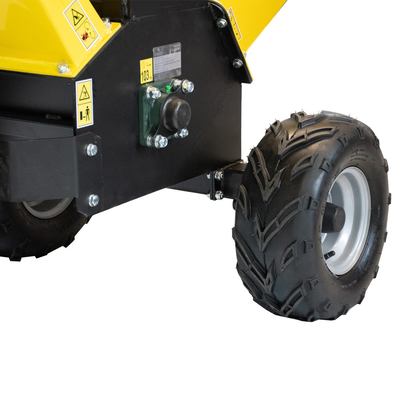 BAMATO Häcksler HACK-150, 12 cm max. Astdurchmesser, (1-St), E-Start, Luftbereifung, Holzhäcksler, 9kw Häcksler