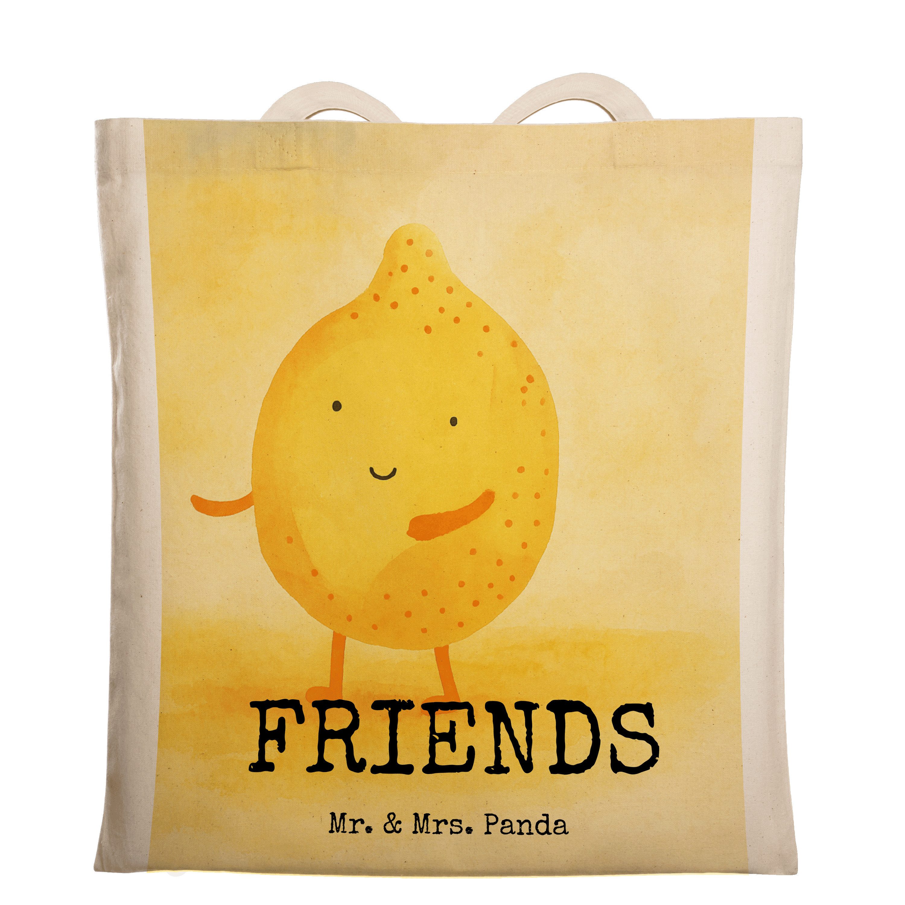 Mr. & Mrs. Panda Tragetasche Beste Freunde Zitrone Design, Tote Bag, Weiß, Jutebeutel, Lustige Spr (Packung), textilbeutel Tasche Lustige Sprüche