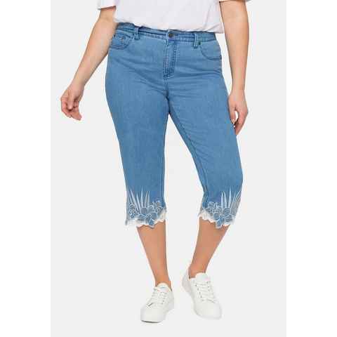 Sheego 3/4-Jeans Große Größen mit hochwertiger Stickerei und Spitzendetails