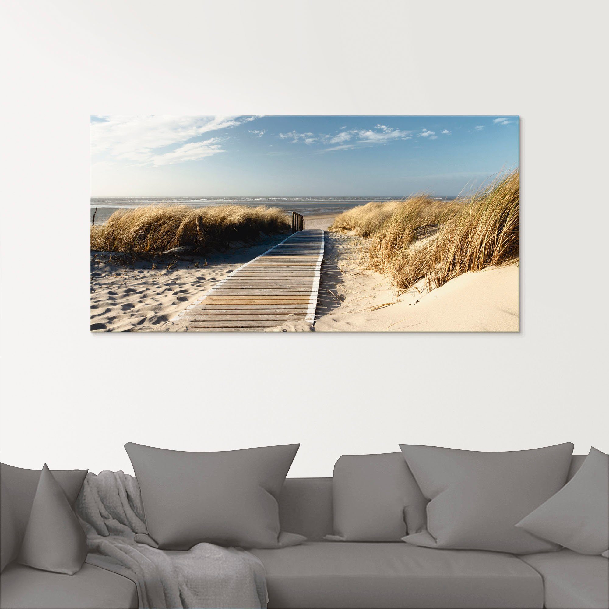 St), Strand Glasbild Langeoog auf Artland verschiedenen Größen in - (1 Nordseestrand Steg,