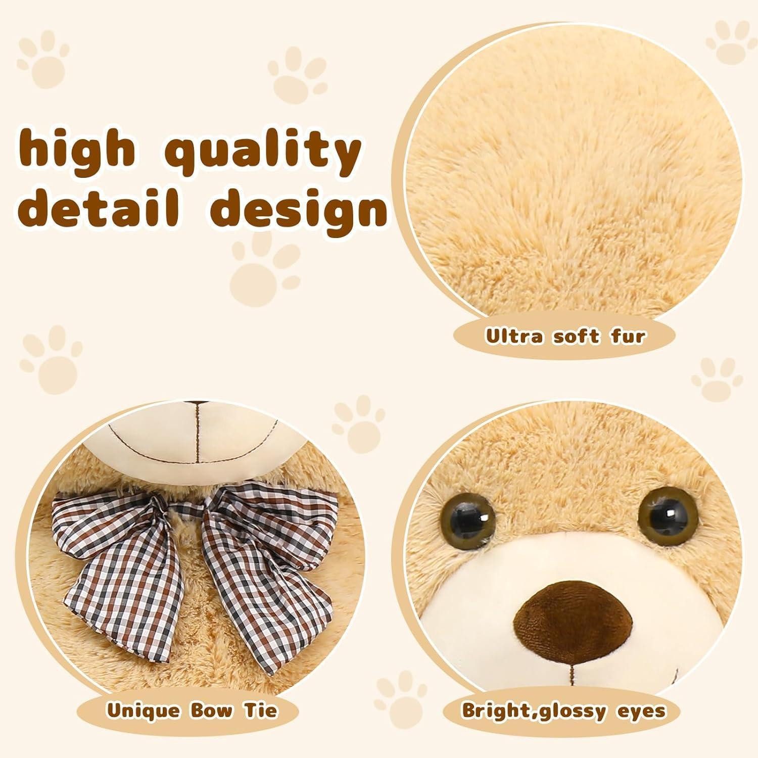 LuxusKollektion Kuscheltier Teddybär 140cm XXL Plüsch Kuscheltier Valentinstag Deko Hellbraun