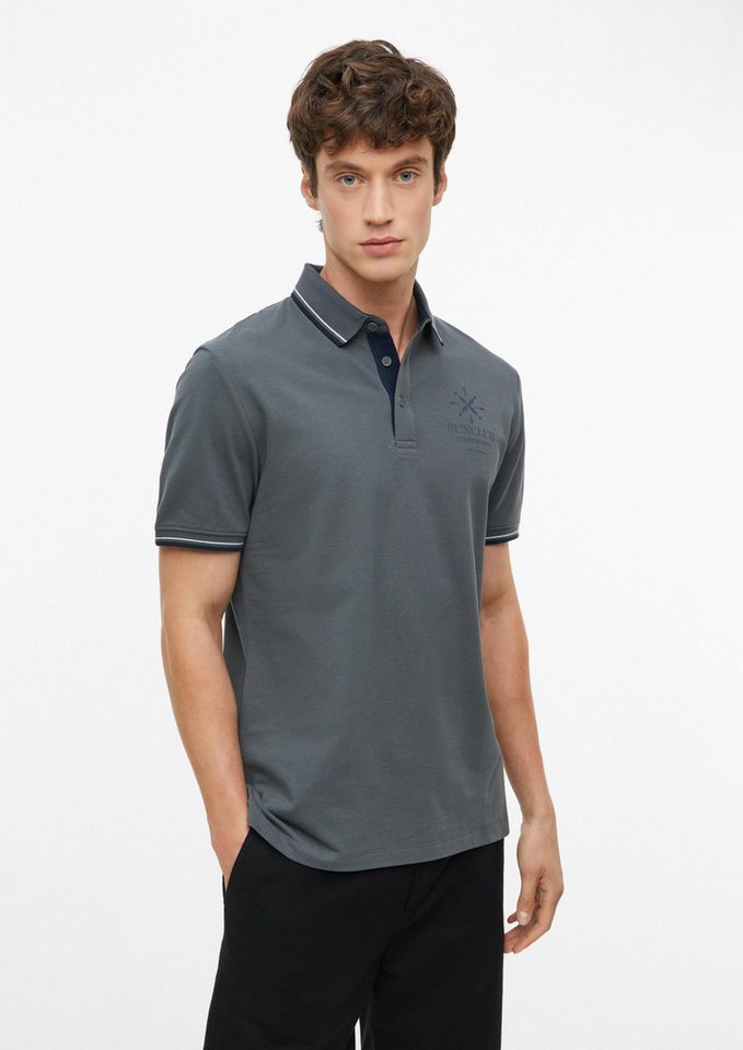 s.Oliver Kurzarmshirt Polo-Shirt Poloshirt aus Baumwollpiqué mit Kontrast-Details