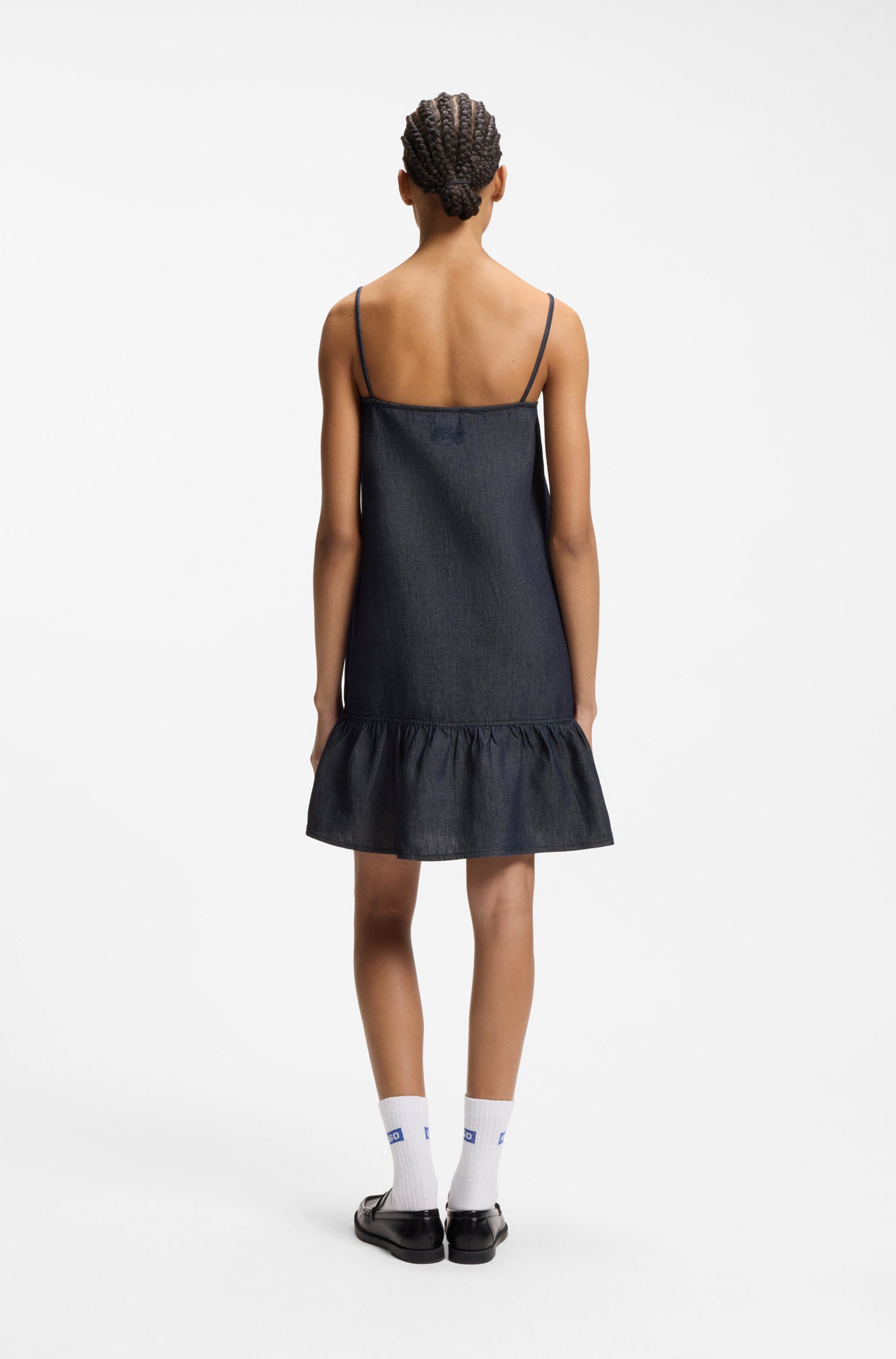 HUGO Minikleid Kabati im Denim-Look, abgesenkter Saum
