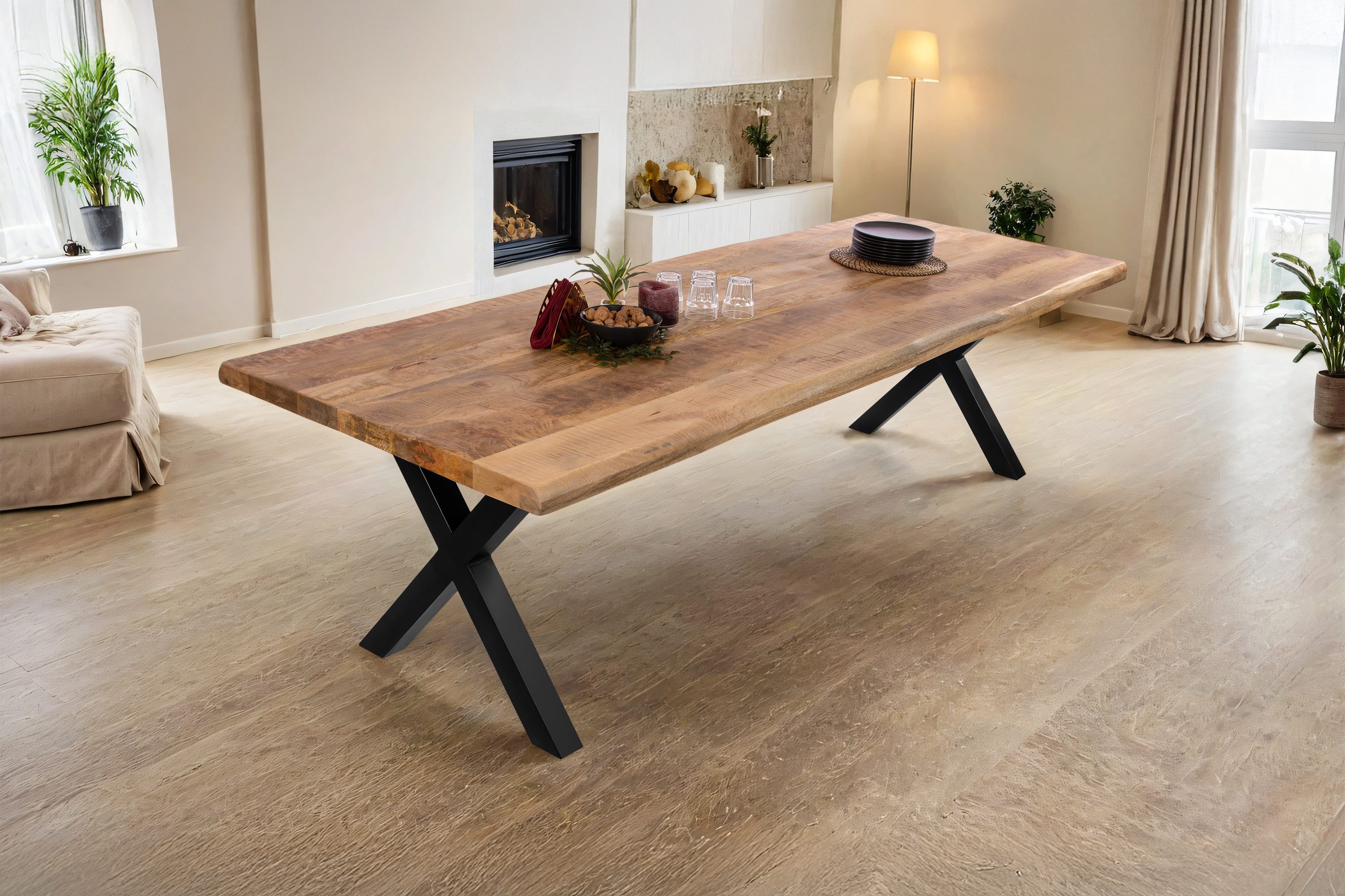 Loreno® Baumkantentisch Cali, massives Mangoholz, Baumkante, günstig online kaufen