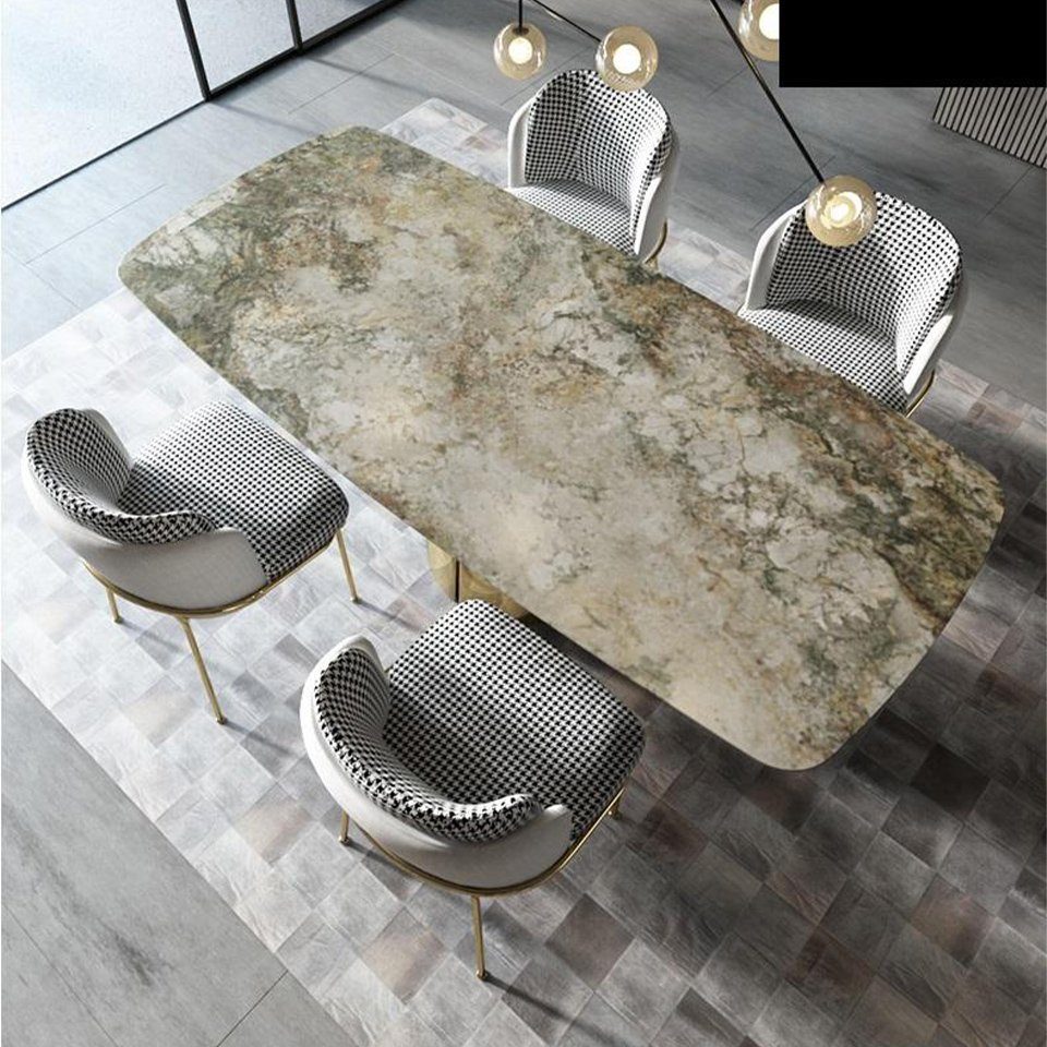 JVmoebel Design Stuhl Essgruppe Set Gruppe Marmor Essgruppe Tisch Stühle Tische 7tlg Grau
