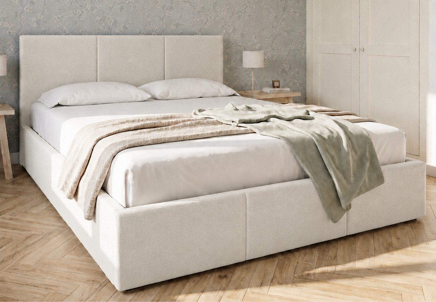 Home Collective Polsterbett Bett Doppelbett Bettgestell mit Lattenrost & Stauraum, mehrere Größen (Größen: 120x200 140x200 160x200 180x200, samtweicher Veloursstoff, in Europa hergestellt), Bettkasten flexibler Lattenrost mit Härtegradeinstellung Grau