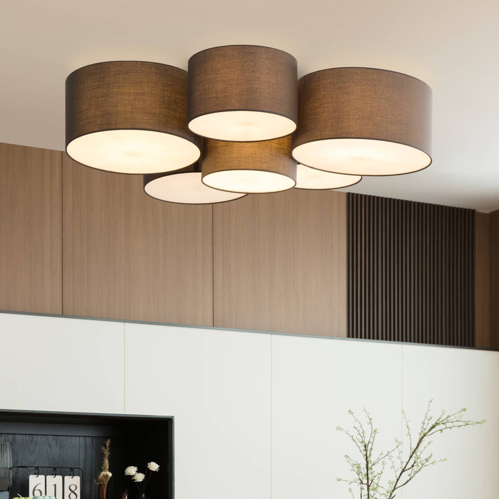 Lindby Deckenleuchten Maureka, Schwarz IP20, 6 x 15 W LED günstig online kaufen