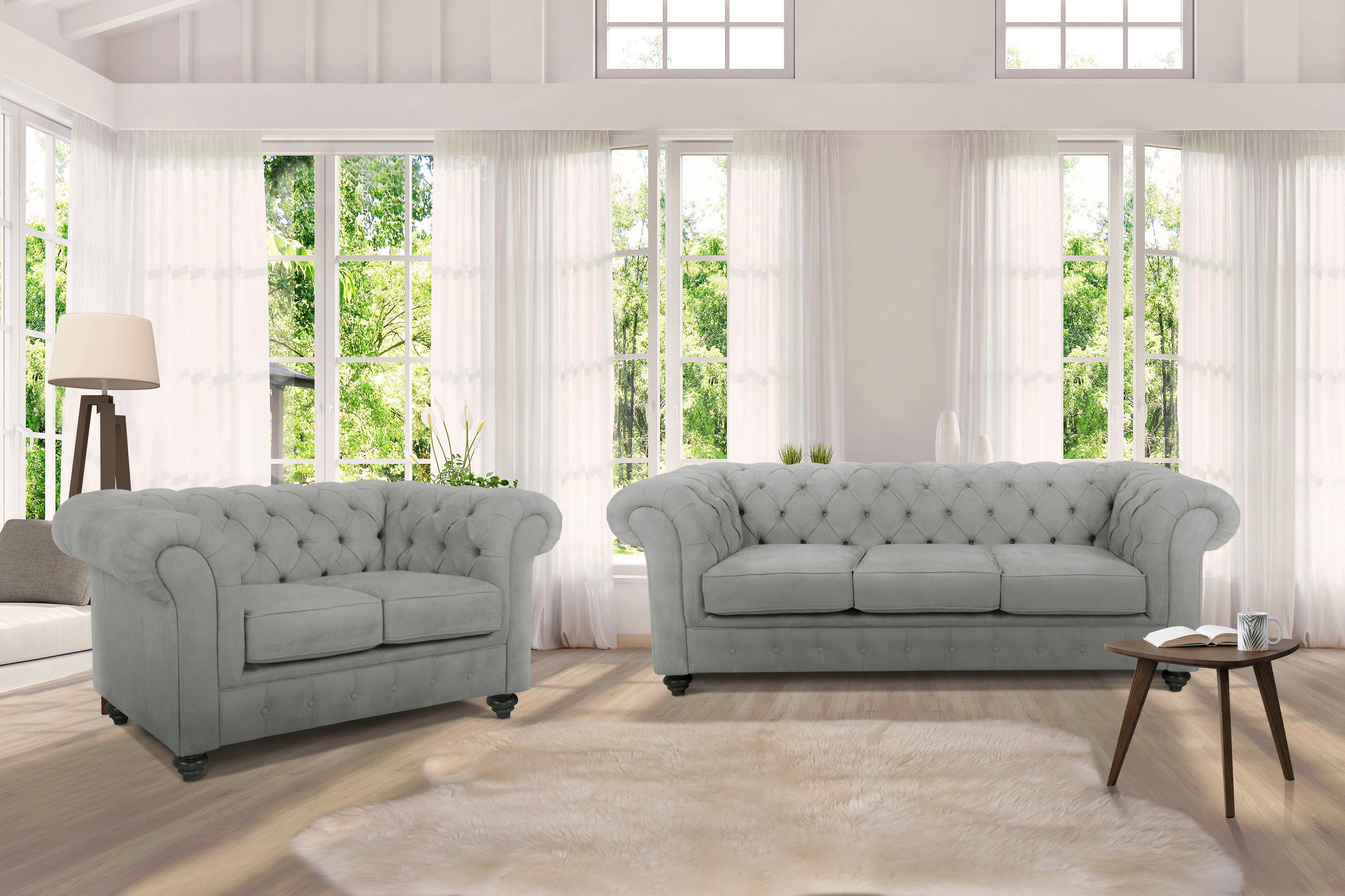 Home affaire Chesterfield-Sofa Duc 3-Sitzer, hochwertige Knopfheftung im Rü günstig online kaufen