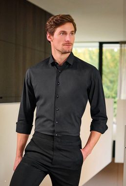 MARVELIS Businesshemd Easy To Wear Hemd - Body Fit - Langarm - Einfarbig - Anthrazit 4-Wege-Stretch