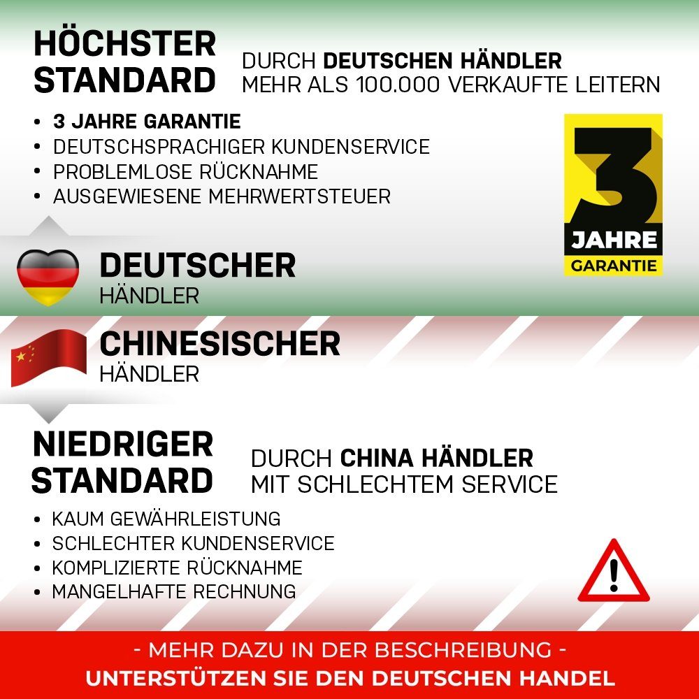 2 - Garantie Aluminiumleiter Teleskopleiter - - Arbeitsbühne Wandleiter kg - - (inkl. Leiter J. Anlegeleiter Füße, - - Traglast - CF-101B - Alu Haushaltsleiter kg 150 Stufen - - - - Arbeitsleiter Multifunktionsleiter m Schwarz - Tragetasche - - 1-St., Leiter Craftfull 3 - Alu bis Aluminium, Alu Sicherheitsleiter 4.4 - Soft-Close-Funktion Leiter Stehleiter Trittleiter Sicherheits-Rasterverschlüsse, Multigerüst Anti-Rutsch 150 Klappleiter ausziehbar Mehrzweckleiter, Schiebeleiter Eloxiert),