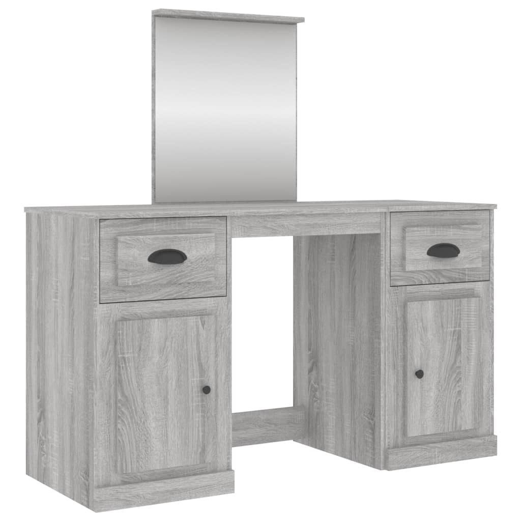 vidaXL Schminktisch Schminktisch mit Spiegel Grau Sonoma 130x50x132,5 cm (1-St)