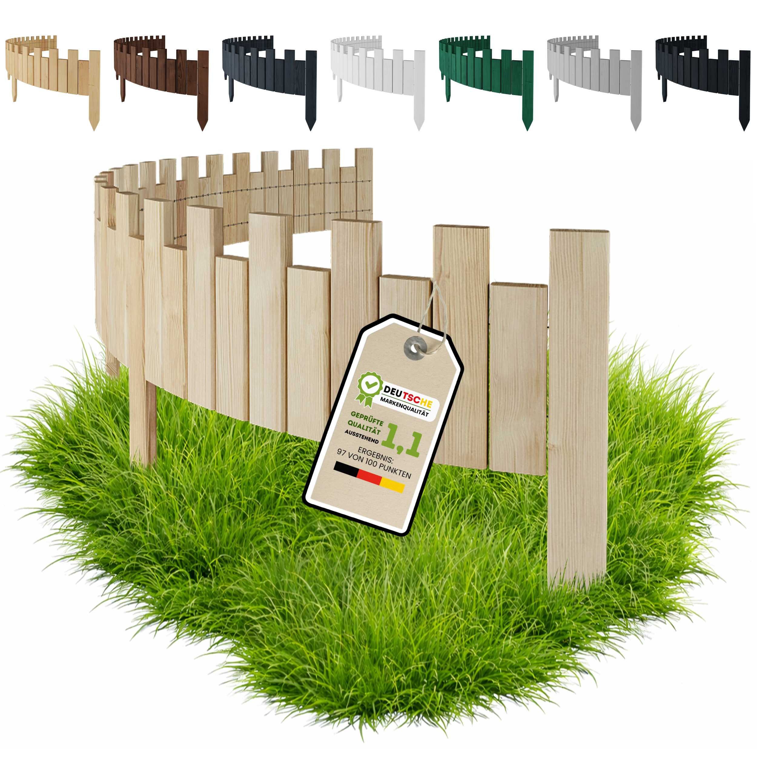 Floranica Palisade Beeteinfassung Beetumrandung Rasenkante Rollzaun Holzzaun Gartenzaun, LxH: 200x15 cm, Unbehandelt, Umzäunung für Garten Blumenbeetee Wege Dekozaun Rasenbegrenzung