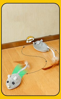 RAIKOU Tier-Beschäftigungsspielzeug Elektrische Maus, Spielzeugmaus mit Federschwanz für Katze