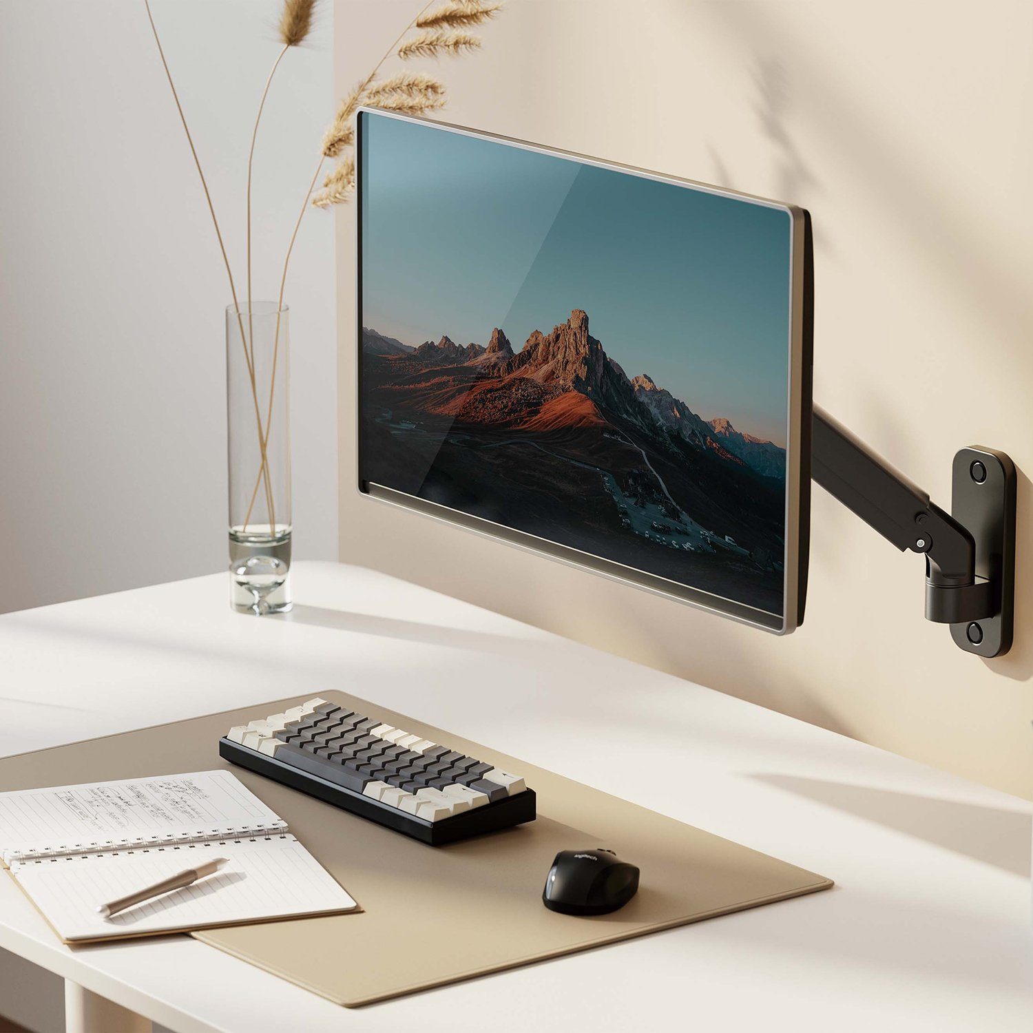 Maclean Monitor-Halterung MC-458 17-27'', 7kg max, Gasfeder, (bis 27,00 Zoll, Monitor Wandhalterung)