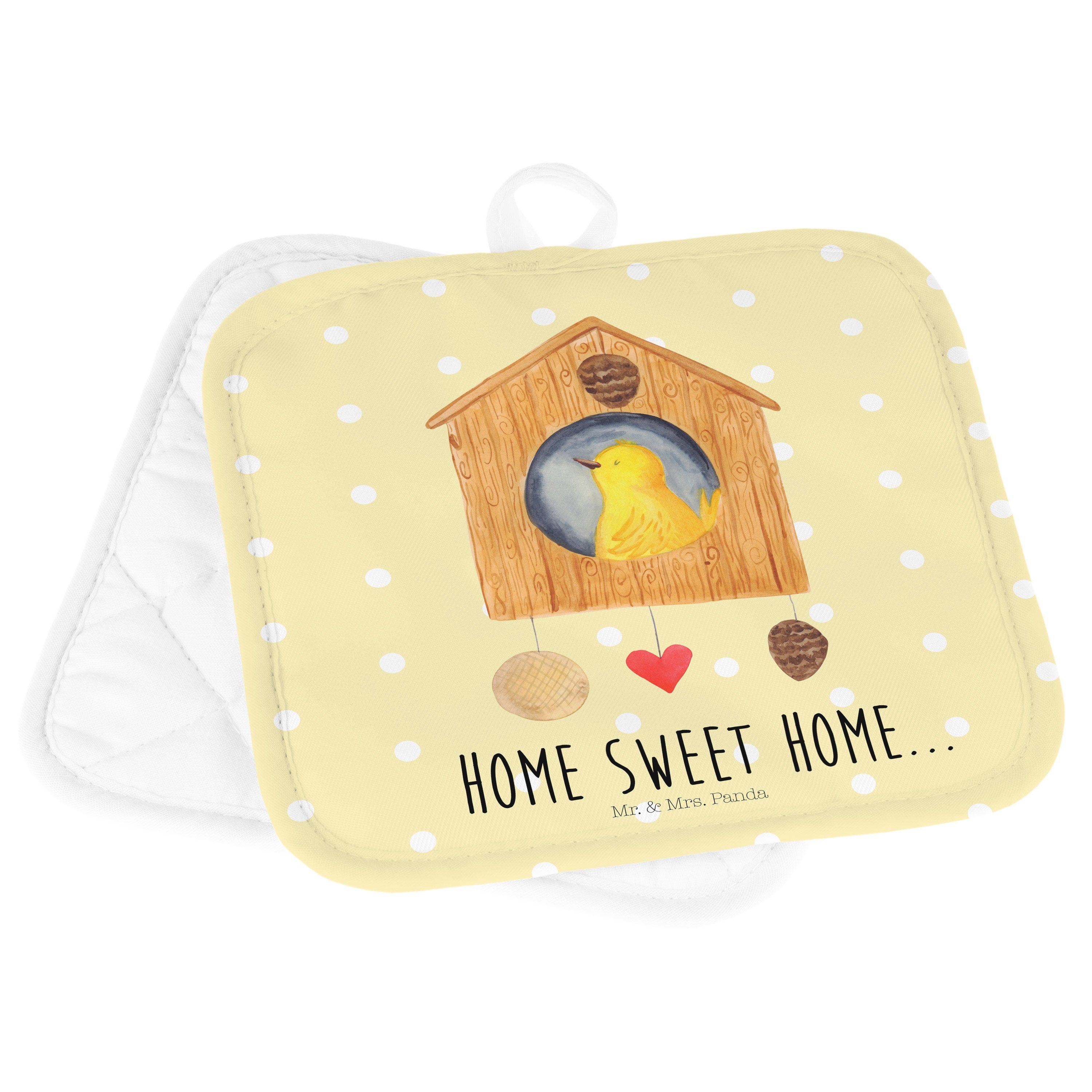 Mr. & Mrs. Home Home, Home Gelb Pastell Geschenk, sweet (1-tlg) Topf, Panda Vogelhaus sweet - Topflappen 