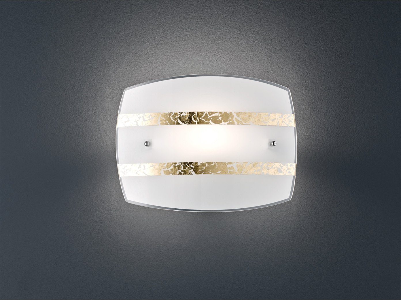 LED Breite LED Design, coole innen wechselbar, Warmweiß, mit 30cm Gold Dekor Lampenschirme Wandleuchte, meineWunschleuchte Opal-glas
