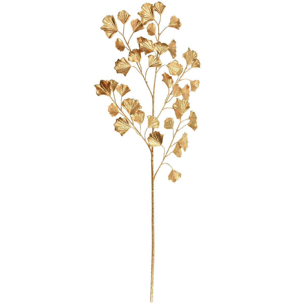 Winterliche Kunstpflanze Gingko Zweig Deko Kunstpflanze Bronze Glitter Festlich 84cm, Florists Products, Höhe 1 cm
