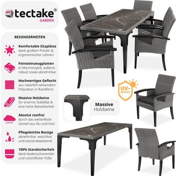 tectake Sitzgruppe Rattan Tisch Foggia mit 6 Stühlen Rosarno, (Set, 7-tlg), Esstisch-Set