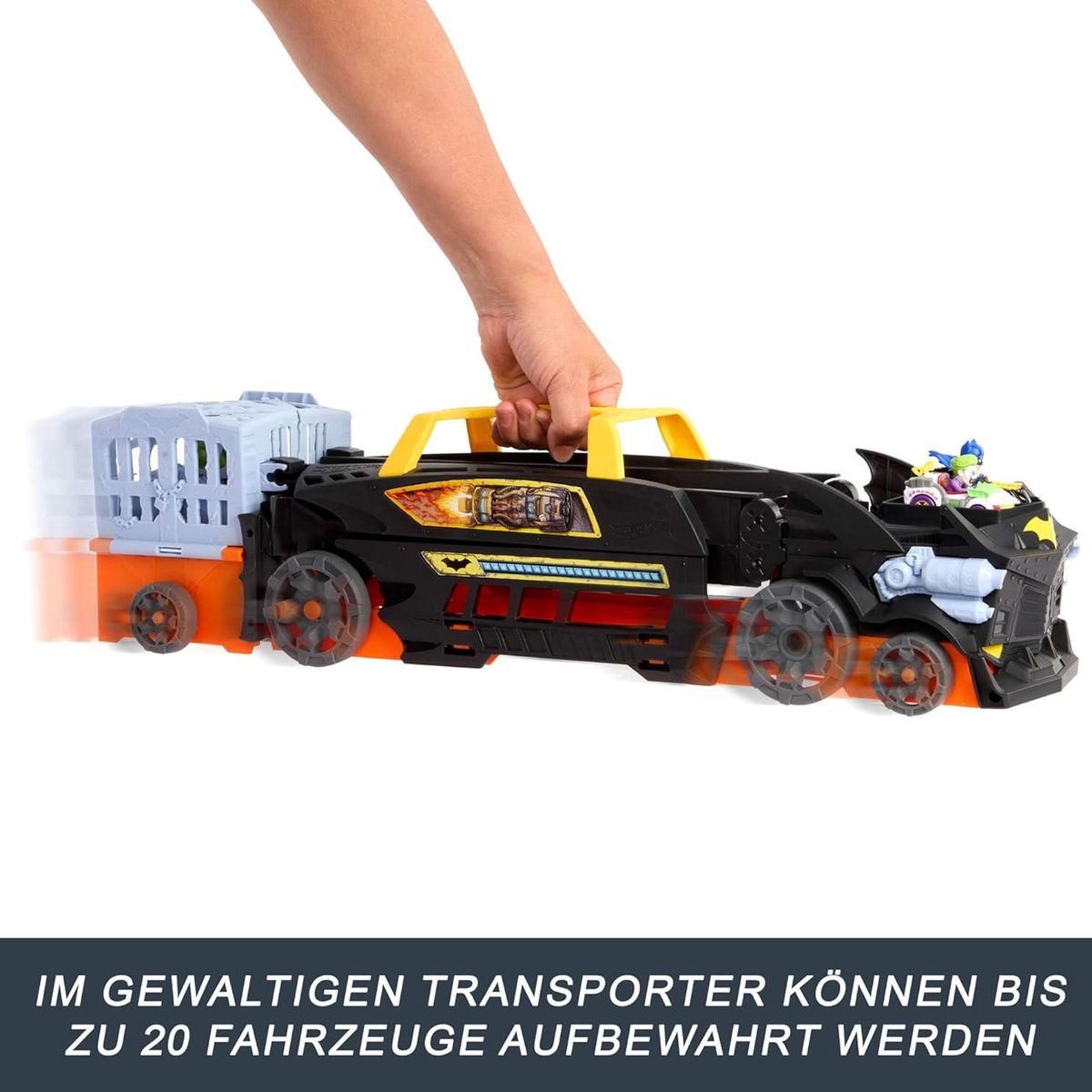Mattel® Spielzeug-LKW Mattel HXN21 - Hot Wheels - Batman - Hauler + Rennstrecke, inkl. 2 Fah