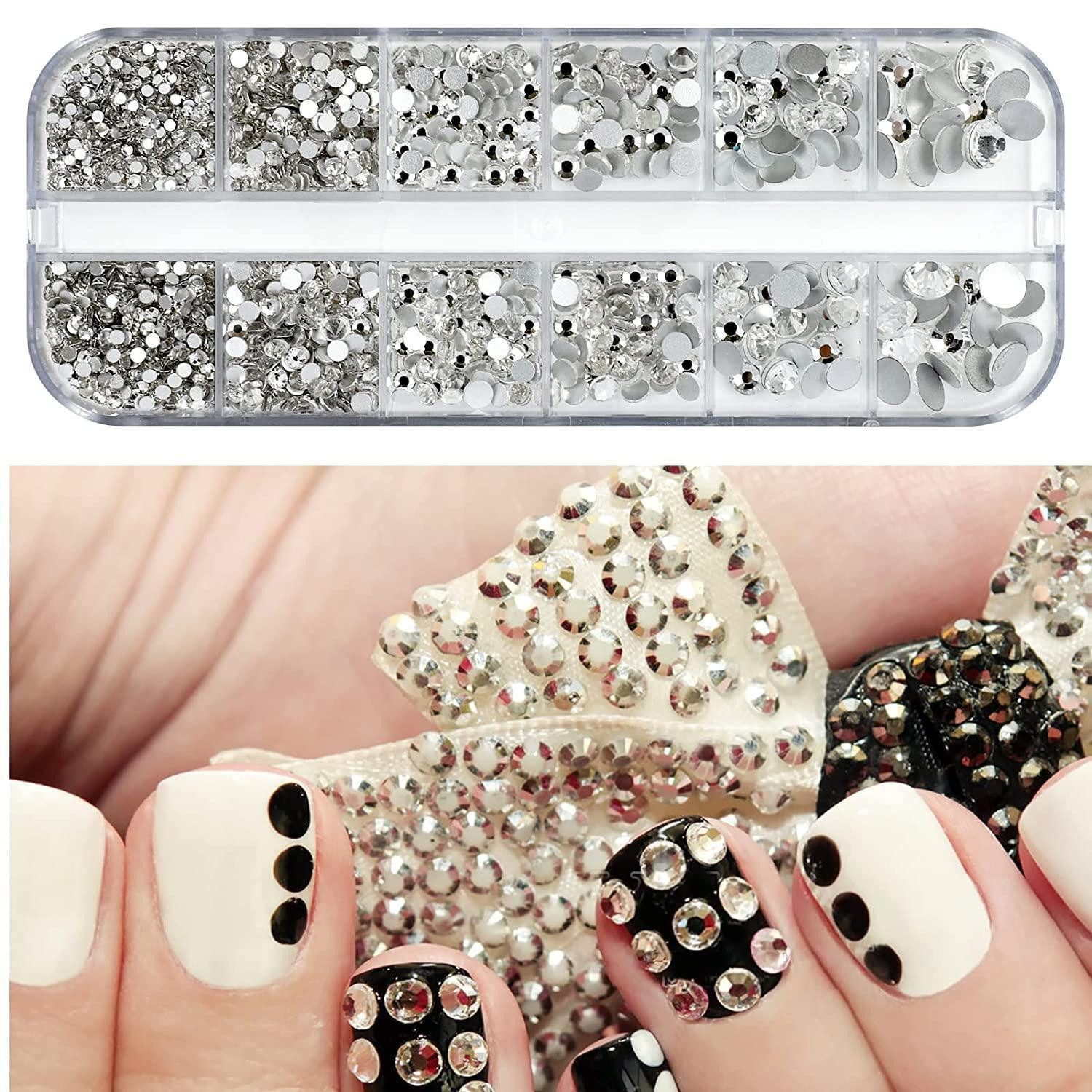 LuxusKollektion Bastelperlen 2150 Stück Strasssteine Set für Nagel Kunst, Kleidung - 6 Größen