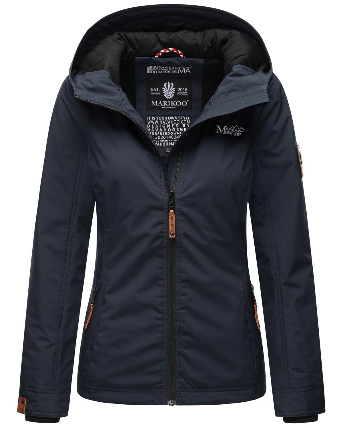 Navy mit sportliche Übergangsjacke Marikoo Brombeere Outdoorjacke Kapuze