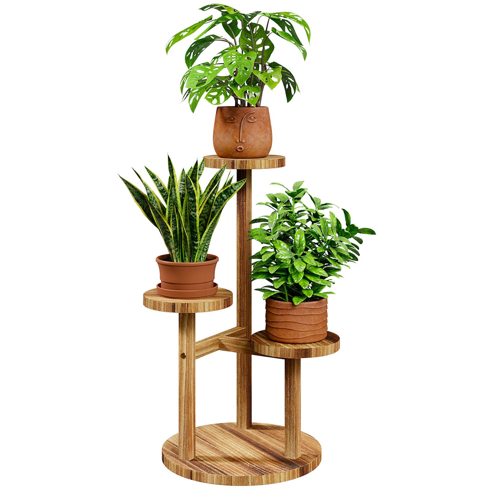Bamworld Blumenständer platzsparender Pflanzenregal für Wohnzimmer & Garten, Blumentreppe (1 St), Holzblumenständer 3-stöckig, 33x54 cm