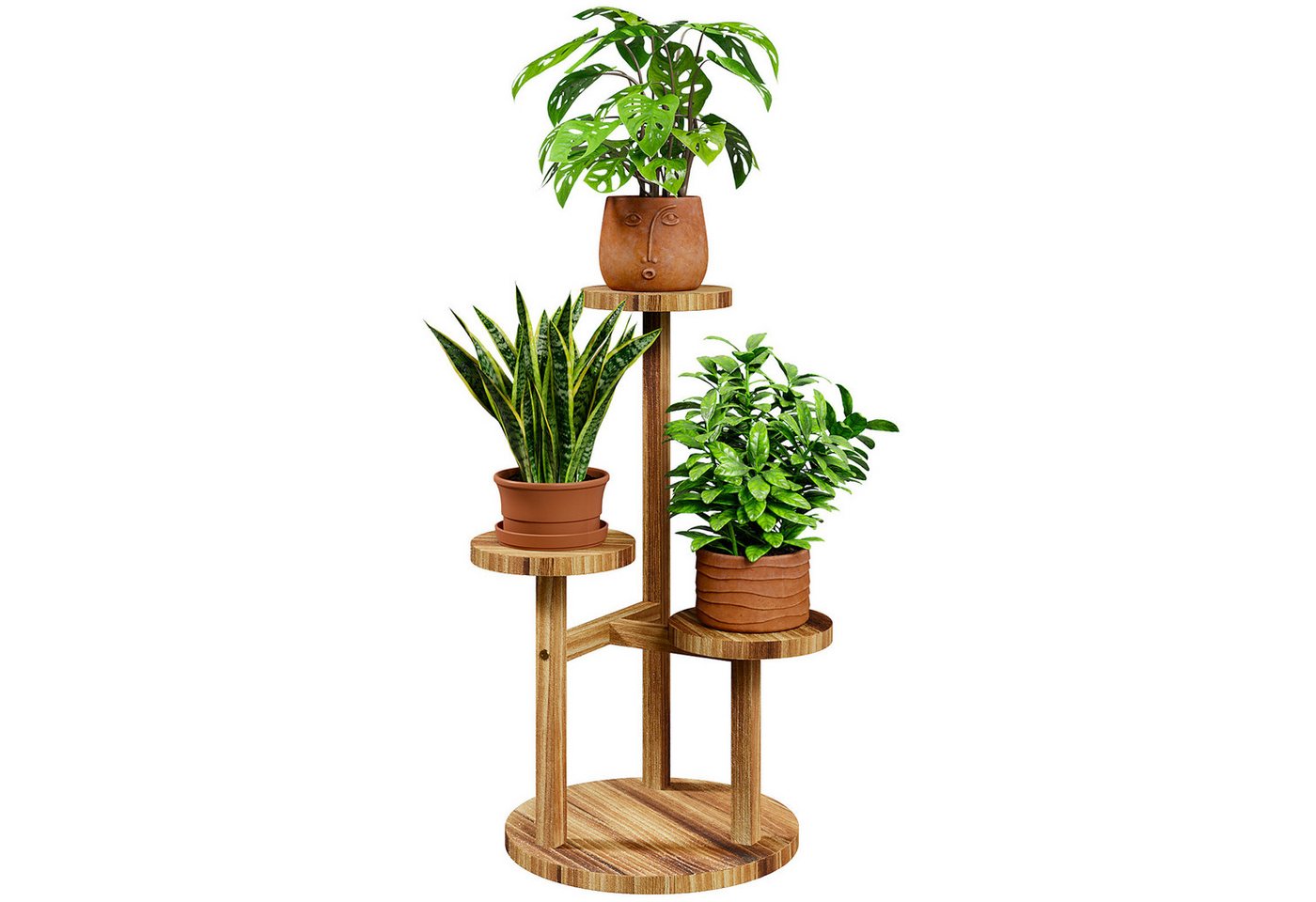 Bamworld Blumenständer platzsparender Pflanzenregal für Wohnzimmer & Garten, Blumentreppe (1 St), Holzblumenständer 3-stöckig, 33x54 cm