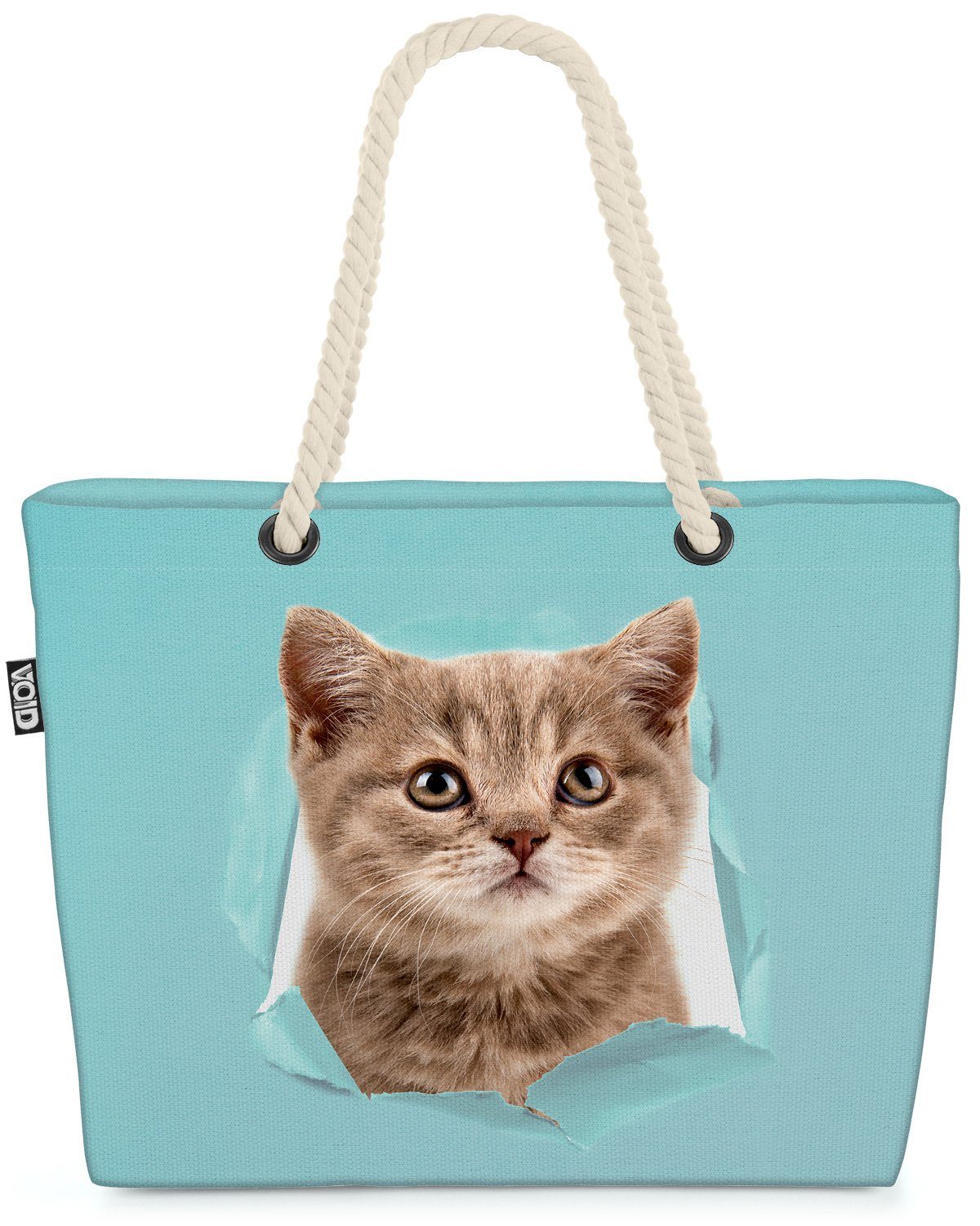 VOID Strandtasche (1-tlg), Kätzchenkopf Katze Haustiger kätzchen katze kopf maul gesicht schnauz
